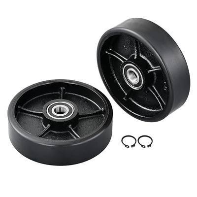 Manual Pallet Jack Steering Wheels Set 7 x 2" (180 x 50mm) Poly Tread Black Color,with Bearings pre-installed, includes Fasteners