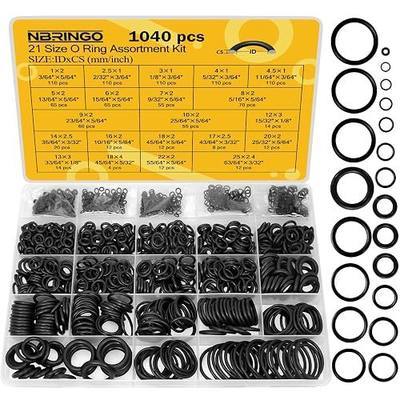 1040 PCS 21 Size O Ring Assortment Kit, Industrial-Grade Nitrile Rubber O-Rings for Automotive Repairs, Kitchen Faucets, Pressure Washers and Assorted Plumbing - Durable & Oil Resistant