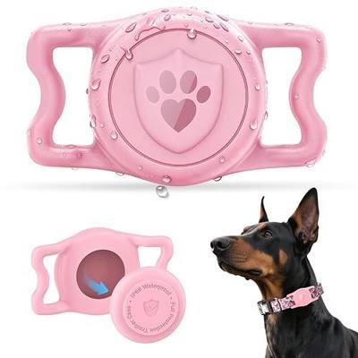 for Airtag Dog Collar Holder – IP68 Waterproof Air Tagholder for Dog Collar, Anti-Lost & Durable Silicone Case, Compatible with Apple Air Tags (Pink)
