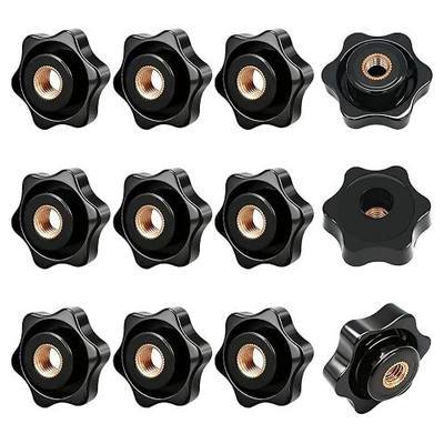 12Pcs Star Knobs M8 Knurled Knob Black Clamping Knobs, Plastic Thread Knob Screw On M8 Wing Nut for Machinery Accessories