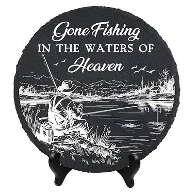 Fishing Memorial Stone, Fishing in Heaven, Sympathy Gift Fisherman Stone for Loss of Dad, Grandpa, Brother, Son on Christmas
