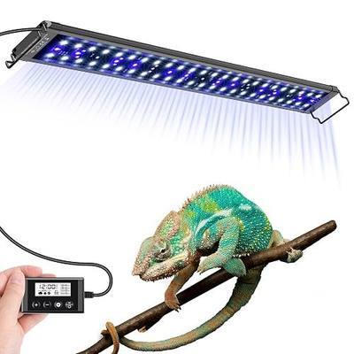 27-Inch UVA UVB Light for Reptiles with Controller, Full Spectrum | LED UVA UVB Reptile Light for Bearded Dragons, Auto 24-Hour Cycle Timer & 10 Dimmable, UV Light for Turtles, Snakes, Plants