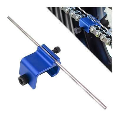 Chain Alignment Tool for Motorcycle, Aluminum Sprocket Chain Adjustment Tool with Scale Markings, 08-0048 Professional Chain Alignment Tool Universal for ATV Scooter Dirt Bike (Blue)