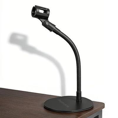 13-Inch Desktop Gooseneck Microphone Stand, Weighted Metal Base | flexible goose neck arm with a 1.32 lb base for desks, podiums, lecterns, counters, classrooms, churches, and studios