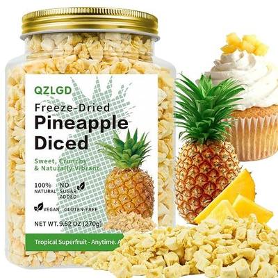 QZLGD Freeze Dried Pineapple, Freeze Dried Fruit, frozen Pineapple Pieces, 9.52oz/270g, No Added Sugar, for Baking or Adding to Breakfast Cereal, Milkshakes