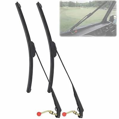 15.7" Universal Manual UTV Windshield Wiper Kit with Rubber Blade | Compatible with Polaris Ranger/RZR, Can‑Am, Kawasaki & Golf Carts (2 Packs)