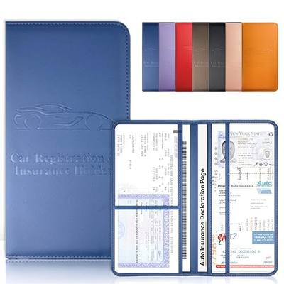 Blue Car Registration and Insurance Card Holder with Magnetic Closure for Glove Box Organizers Car Document Holder Car Document Organizer Car Glove Box Organizer
