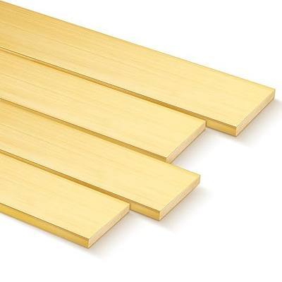 Hicarer 4 Pieces 1/4" x 2" C360 Brass Flat Bar Blank, 12" Long Rectangular Sheet, Plate Mill Stock Solid Brass for Craft Hobby, Knife Making