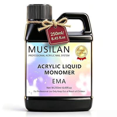 MUSILAN Monomer Acrylic Nail Liquid - 8.45oz Professional Monomer For Acrylic Powder Application,Non-Yellowing MMA-Free Nail Monomer Liquid for Beginners DIY at Home Nail Salon &Nail Extension Carving