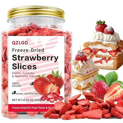 QZLGD Freeze Dried Strawberries Sliced, 10.93oz/310g, frozen strawberries, fruit snacks for Kids or Adults, For Garnishing Cocktails, Cake Decoration, Baking, Fruit, Sorbet