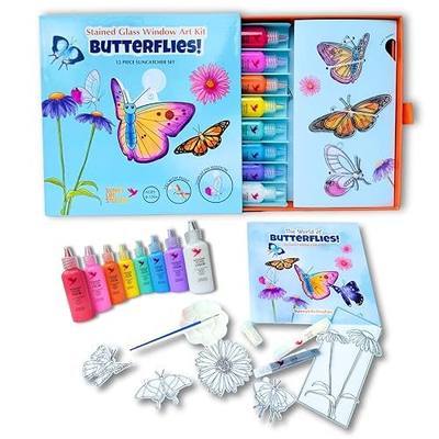 SunnyLifeStudios Butterfly Suncatcher Craft Kit for Kids – Stained Glass Window Art Kit with Activity Book & Paint Set | DIY Craft Gift Ages 8–12+
