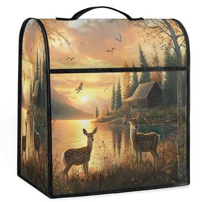 Deer Autumn Kitchen Aid Cover Stand Mixer Covers Compatible with 6-8 Quarts | Fall Animal Washable Kitchen Aid Mixer Covers Zipper Pocket and Handle for Various Kitchen Appliance Accessories