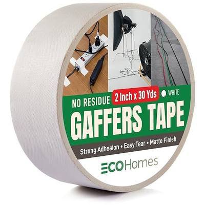 ECOHomes No Residue Gaffers Tape, (2 Inch x 90 FT, White) | Floor Tape, Matte, Gaffer Tape for Securing Cables, Electrical Cords, Extension Cords, Cable Management, Stage, Studio