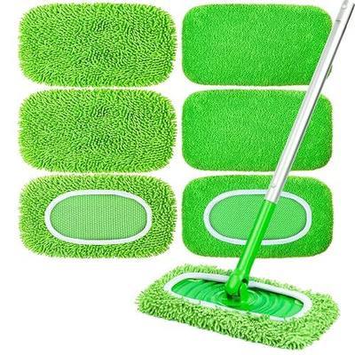 6-Pack Reusable Microfiber Mop Pads Compatible with Swiffer Sweeper, Dry & Wet Sweeping Cloths - Washable Wet Pads Refill for Multi-Surface/Hardwood Floor Cleaning