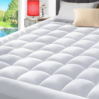 ELEMUSE Queen Mattress Pad – Plush Pillow Top Cooling Bed Topper, Ultra Soft Down Alternative Fill, Breathable Mattress Cover with Deep Pocket Fits 8-21 Inch Mattresses, (60x80 inch, White)