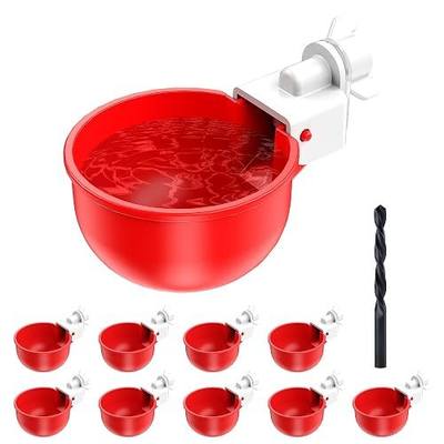 Automatic DIY Chicken Water Cup, Chicken Waterer Cups —10 Pack | Chicken Flock Waterer Cups with 3/8'' Hole Saw for Bucket, Trough, Easy Install