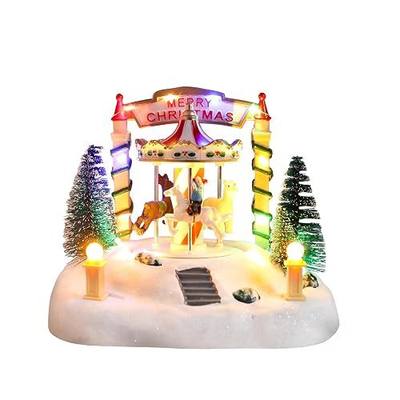 Bdor Christmas Carousel Tabletop Decoration – Lighted Musical Merry-Go-Round with Reindeer and Trees – Battery Operated Christmas Scene – 7.5"x5.5"x6" Holiday Centerpiece with LED Lights and Music