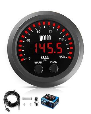 150PSI Oil Pressure Gauge Kit with 1/8NPT Electronic Sensor & Mounting Bracket 12V/24V DC Press Gauge Meter for Car Truck Vehicle Automotive 2-1/16" 52mm