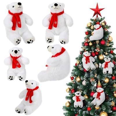 Halloscume 5 Pcs Large Christmas Polar Bear Decoration Set Christmas Tree Ornament White Polar Bear Animal Cuddly for Winter(Sit,7.87", 5.91")