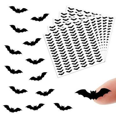 JULMELON 16 Sheets Halloween Bat Stickers, Mini Cute Black Decals for Craft | Self Adhesive Vinyl, Halloween Goodie Bags and Envelope Sealing, Easy Peel and Stick, 1536 Pcs Cute Black Spooky Bats