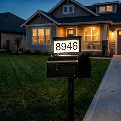 Solar House Numbers For Outside,Solar Powered Waterproof LED Light | Outdoor House Number Sign with On/Off, Easy to Install