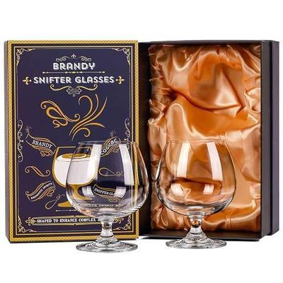 comfit Fathers Day 22oz Large Brandy Snifter Glasses Set of 2,Lead-Free Crystal Cognac Glasses with Gift Box - Premium Short Stem Drinkware for Brandy,Whiskey, Bourbon, Scotch,Rum, Armagnac