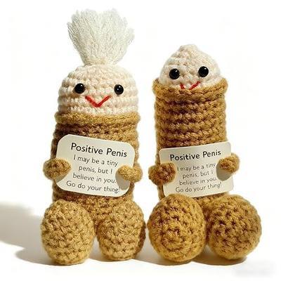 2psc Emotional Support Positive Crochet, Weird Stuff Gifts for Boyfriend Girlfriend Funny Encouragement Gift for Friends