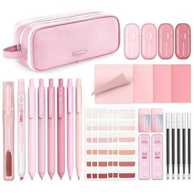 Four Candies Cute Aesthetic Pink School Supplies Kit for Girls | College Supplies and Nursing Essentials Pens, Highlighters, Mechanical Pencils, Sticky Notes for Students, Journaling