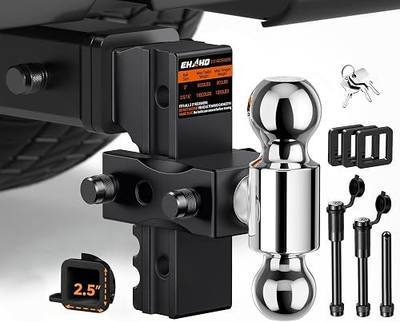 Ehaho Adjustable Trailer Hitch, Aluminum Drop Hitch 2.5 Inch Receiver with 6 Inch Drop/Rise for Truck 18,500 LBS GTW, Heavy Duty Towing Hitch Balls Double Anti-Theft Locking Hitch Pins