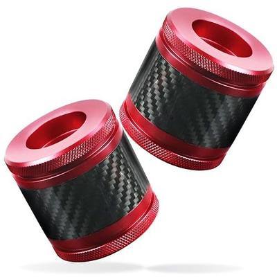 Crash Bar Sliders End Caps CNC Carbon Fiber Inlay Decorative Sliders Fits for 1.25" Front Engine Guard Rear Saddlebag Guard CNC 60mm (Red)