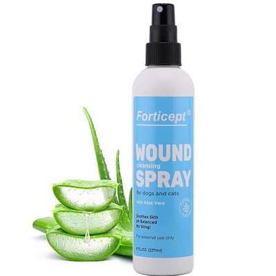 Forticept Hot Spot & Wound Care Spray for Dogs & Cats, Non-Toxic, No-Sting Pet First Aid Spray Safe if Licked, 8 oz | Itch Relief, Wound Cleanser, With Aloe Vera