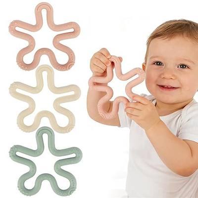 Fu Store 3pcs Coral Flower Ring Teether Baby Teething Toys Silicone Teether | Baby Teether Ring Toys for Babies 0-6 0-12 0-24 0-36 Months Easy to Grasp Clean Infant Teething Relief Soothing Sore Gums