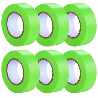 GEYYANG Fluorescent Green Flagging Tape 6 Pack, Non-Adhesive Plastic Ribbon Marking Tape, for Survey Boundaries, Hunting, Trail Marking and Hazardous Areas, 1" x 100ft,3.35 Mil