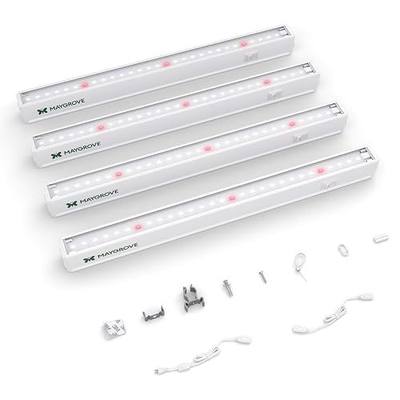 Maygrove T5 Grow Lights for Indoor Plants 1FT, Red-Enhanced Full Spectrum 5000K Grow Light, 28W(4 x 7W), Grow Light Strips for Seed Starting, Greenhouse, High PPFD, Linkable, White, 4-Pack