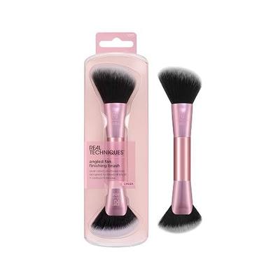 Real Techniques Angled Fan Finishing Brush, Dual-Ended Contour, Bronzer & Blush Makeup Brush for Blending Powder or Cream Products, UltraPlush Bristles, Cruelty-Free, 1 Count