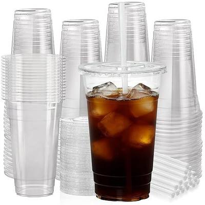 100 Pack 24 oz Leak-Proof Clear Plastic Cups with Lids and Straws | Snap-Tight Design Disposable Iced Coffee Cups for Smoothies, Bubble Tea and Cold Drinks, BPA Free Sturdy PET Tumblers