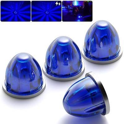 BJZ 4Pcs Blue Watermelon LED Strobe+Constant Marker Lights Dual Function Watermelon-Shaped Side Marker Clearance Tail Top Cap Roof Lights for Trailer Truck Semi-Trailer Heavy-Duty Truck Bus Van