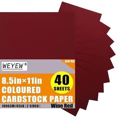 Wine Red Cardstock 8.5 x 11 Thick Paper, 40 Sheets 65 LB/180 GSM, Cardstock Printer Paper for Invitations, Menus, Wedding, DIY Cards, Kids School Supplies