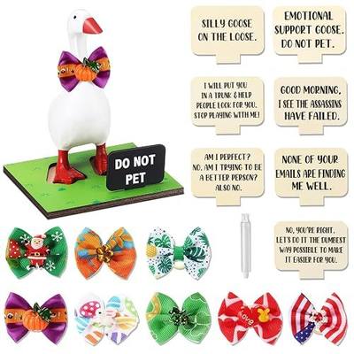 Relaxweex Magnetic Goose Key Holder Cute Resin Goose Statue with Mini Bow Tie Writable Interchangeable Signs Chalk for New Apartment Housewarming Gifts Office Table Desk Home Decor(Classic)