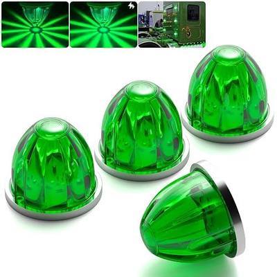 BJZ 4Pcs Green Watermelon LED Strobe+Constant Marker Lights Dual Function Watermelon-Shaped Side Marker Clearance Tail Top Cap Roof Lights for Trailer Truck Semi-Trailer Heavy-Duty Truck Bus Van
