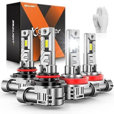 SEALIGHT 9005 H11 Bulbs,40000LM 900% Brightness HB3 H8/H9 Light Bulbs, 6500K Cool White Bulbs with 15000RPM Fan, Plug and Play ATV/UTV, 10-Year Extended Lifespan IP68 Waterproof, Pack of 4