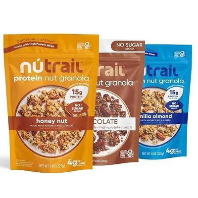 NuTrail Protein Nut Granola Cereal, Variety Pack, 15-17g Protein, No Sugar Added, Keto, Low Carb, Gluten Free, Grain Free, Healthy Breakfast, 8 oz, 3 Count