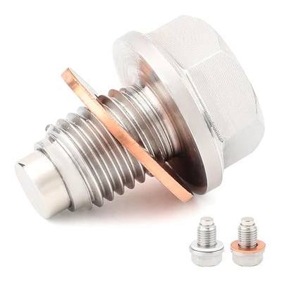 M12x1.5 Stainless Steel Magnetic Engine Oil Drain Plug with 6 Washers,Fits Polaris RZR Sportsman Kawasaki KLR650 Yamaha YZ400F Honda CB CBR CFR Motorcycle Dirt Bike ATV UTV BMW Replace 7052306 OR2623