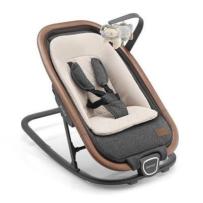 Gromast 2-in-1 Baby Bouncer Seat for Infants, Portable Baby Rocker with 3 Adjustable Backrest Positions & Travel Bag - Dark Gray