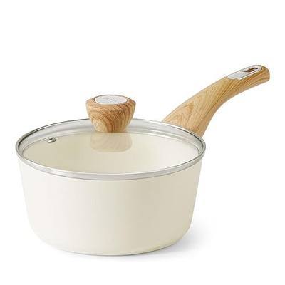 SENSARTE Ceramic Nonstick Sauce Pan with Lid, 1.5 Quart Small Saucepan, White Cooking Pot with Stay Cool Handle, Non toxic Kitchen Sauce Pot, Non stick Saucier Pan, Induction Pot, PFOA PTFE PFAS Free