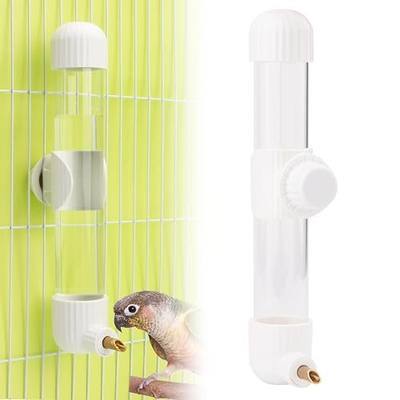 Hypeety Leak-Proof Bird Water Bottle for Cage Clear No Spill Bird Dispenser | Automatic no-drip bottle, with spring valve, 9.4 fl oz/280 ml, white, for small parrots/budgies/cockatiels/lovebirds/parakeet