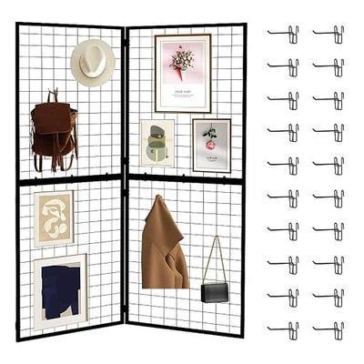 Foldable Gridwall Display Panel - 2x5 Ft Heavy Duty Z Unit Wire Grid Wall Panels for Retail Store, Trade Show, Pop Up Shop, Versatile Merchandiser Display (2-Pack Folding Screen)