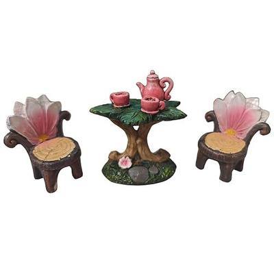 3 Pcs Miniature Garden Furniture Miniature Table and Chairs Set Fairy Garden Accessories Outdoor Mini Resin Furniture Kit Micro Landscape Decor Tea Set for Fairies and Garden Gnomes DIY Craft Gift