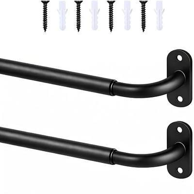 French Door Curtain Rod Adjustable 18"-32", Wrap Around Cafe Curtain Rod 3/8" Diameter, Screwed Sash Rods for Door Window, Black, 2 Pack