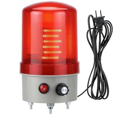 QWORK Industrial LED Rotating Warning Light, 110V AC Red Beacon Strobe for Public Emergency Alarms, Safety Siren Adjustable Volume